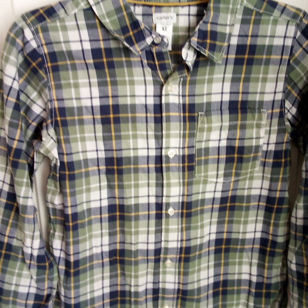 Carter's Green Plaid Children's Size 12 Button Down Shirt